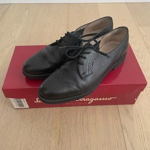 Salvatore Ferragamo black leather oxfords